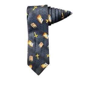 Parquet I Love Jesus Holy Bible Cross Religious Christian Novelty Necktie